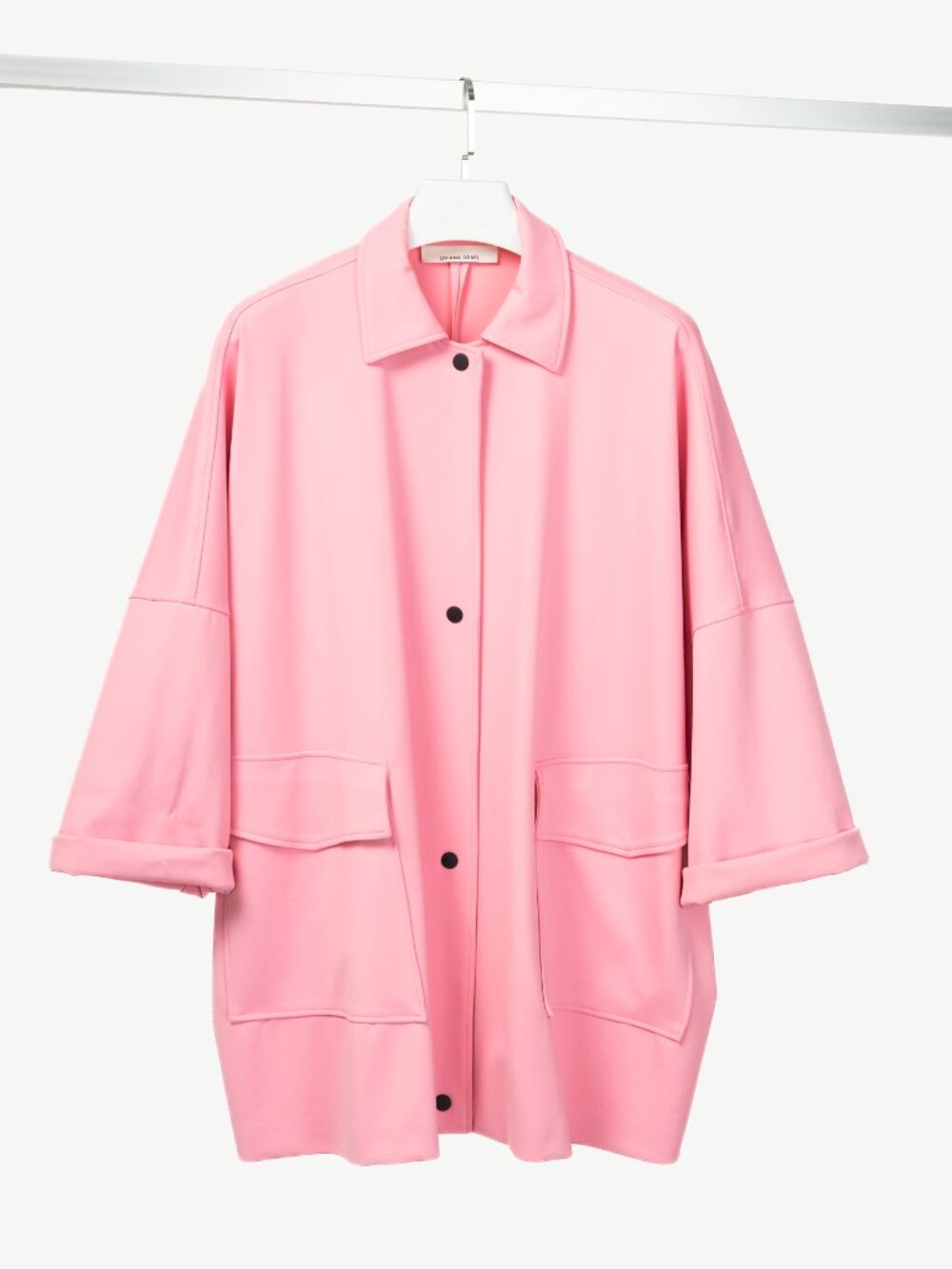 Liviana Conti Pink Neoprene Oversized Snap-Closure Jacket